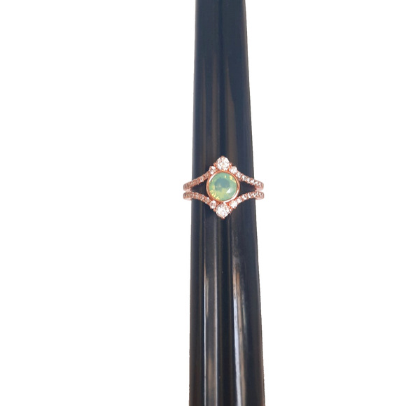 New Bomb Party Faceted Opal Clear Crystal Stone Rose Gold Plated Ring Size 6 - Picture 7 of 8